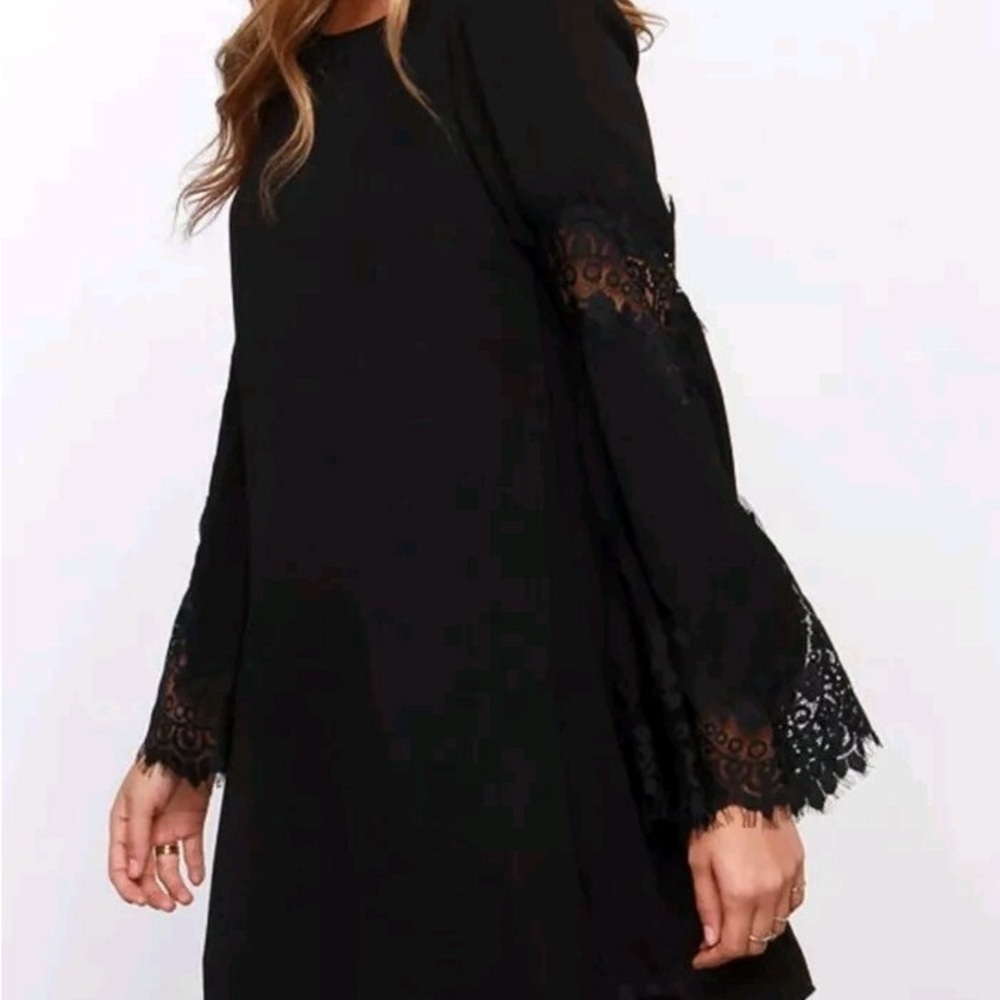 Black bell sleeve dress